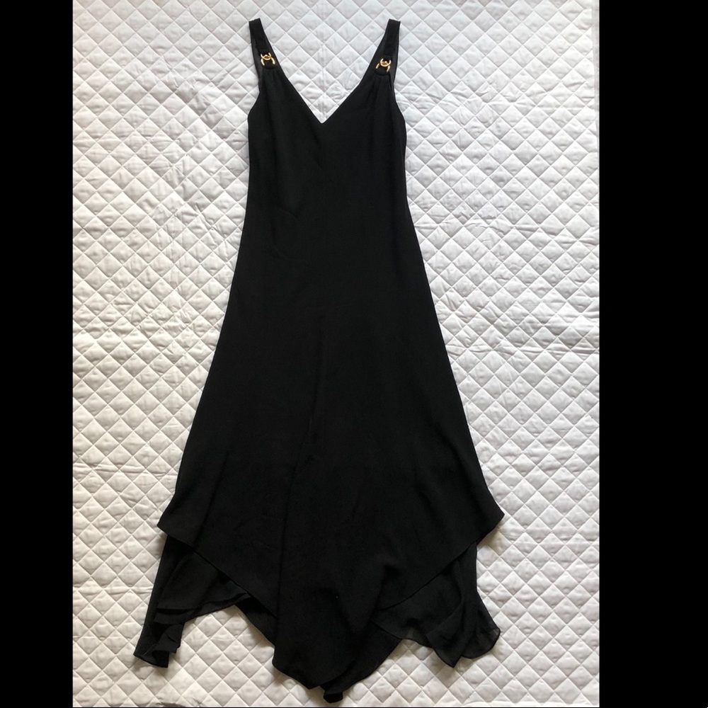 Black slip dress w/ handkerchief hem